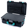 Pelican 1535 Air Case, Black with Teal Handles & Latches Pick & Pluck Foam with Laptop Computer Lid Pouch ColorCase 015350-0201-110-591