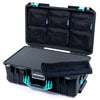 Pelican 1535 Air Case, Black with Teal Handles & Latches Pick & Pluck Foam with 7-Piece Removable Mesh Pouches ColorCase 015350-0701-110-591