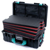 Pelican 1535 Air Case, Black with Teal Handles & Latches Custom Tool Kit (4 Foam Inserts with Mesh Lid Organizers) ColorCase 015350-0160-110-591