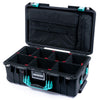 Pelican 1535 Air Case, Black with Teal Handles & Latches TrekPak Divider System with Laptop Computer Lid Pouch ColorCase 015350-0220-110-591