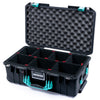 Pelican 1535 Air Case, Black with Teal Handles & Latches TrekPak Divider System with Convoluted Lid Foam ColorCase 015350-0020-110-591