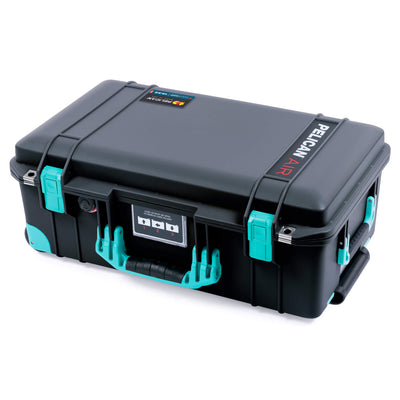 Pelican 1535 Air Case, Black with Teal Handles, Latches & Trolley ColorCase