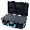 Pelican 1535 Air Case, Black with Teal Handles, Latches & Trolley Pick & Pluck Foam with Mesh Lid Organizer ColorCase 015350-0101-110-591-590