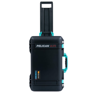 Pelican 1535 Air Case, Black with Teal Handles, Latches & Trolley ColorCase