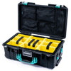 Pelican 1535 Air Case, Black with Teal Handles & Latches Yellow Padded Microfiber Dividers with Mesh Lid Organizer ColorCase 015350-0110-110-591