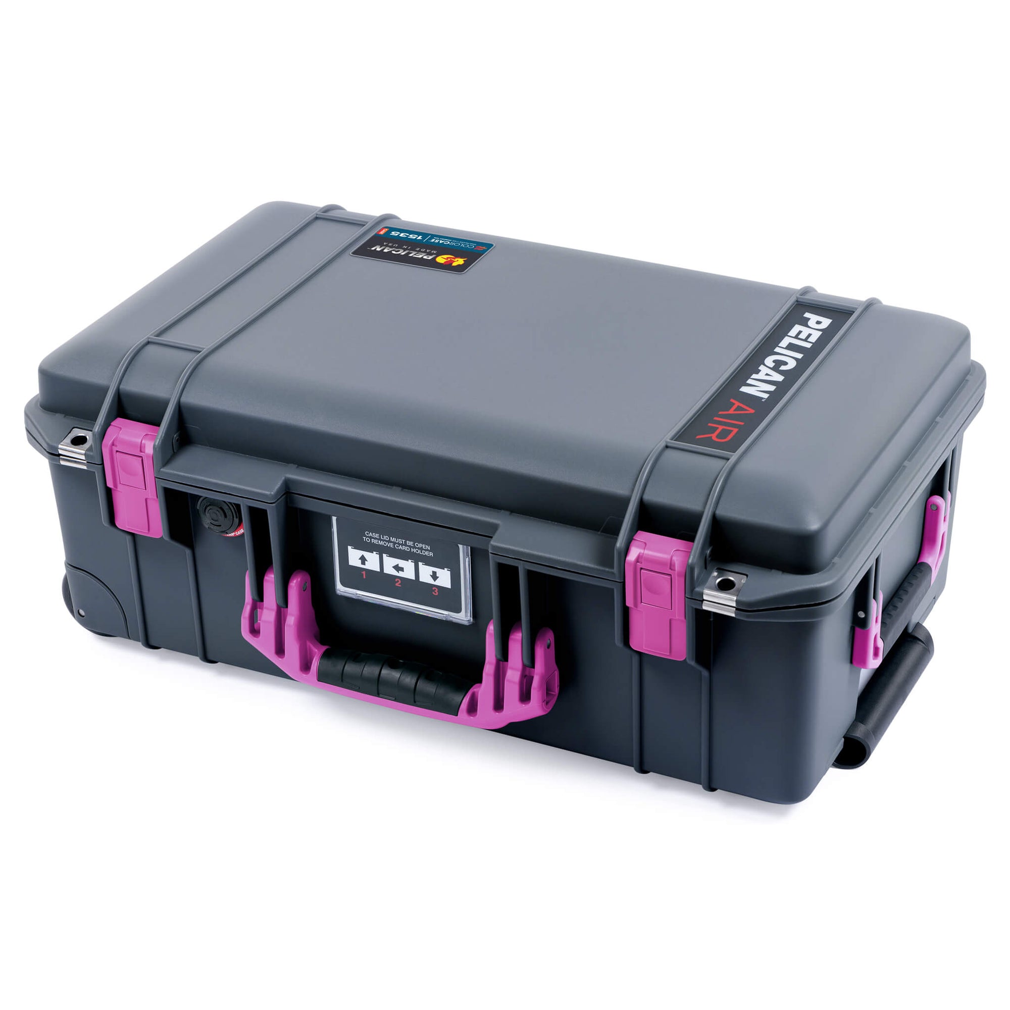 Pelican 1535 Air Case, Charcoal with Magenta Handles & Latches ColorCase 