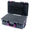 Pelican 1535 Air Case, Charcoal with Magenta Handles & Latches Pick & Pluck Foam with Laptop Computer Lid Pouch ColorCase 015350-0201-520-401