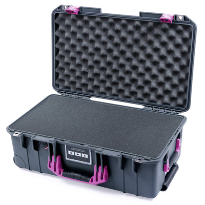 Pelican 1535 Air Case, Charcoal with Magenta Handles & Latches Pick & Pluck Foam with Convoluted Lid Foam ColorCase 015350-0001-520-401