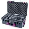 Pelican 1535 Air Case, Charcoal with Magenta Handles & Latches Gray Padded Microfiber Dividers with Convoluted Lid Foam ColorCase 015350-0070-520-401