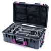 Pelican 1535 Air Case, Charcoal with Magenta Handles & Latches Gray Padded Microfiber Dividers with Mesh Lid Organizer ColorCase 015350-0170-520-401