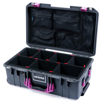 Pelican 1535 Air Case, Charcoal with Magenta Handles & Latches TrekPak Divider System with Mesh Lid Organizer ColorCase 015350-0120-520-401