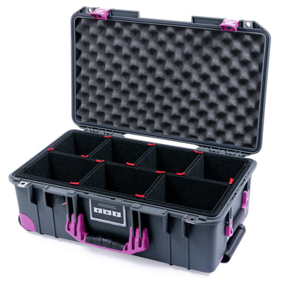 Pelican 1535 Air Case, Charcoal with Magenta Handles, Latches & Trolley