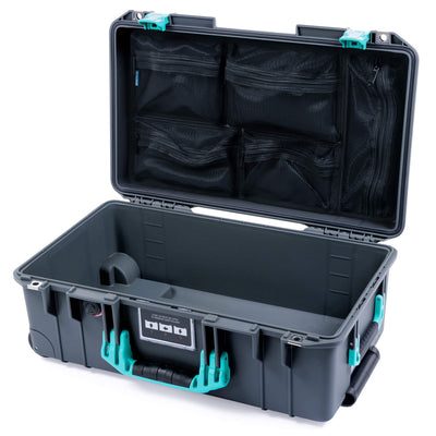 Pelican 1535 Air Case, Charcoal with Teal Handles & Latches Mesh Lid Organizer Only ColorCase 015350-0100-520-591