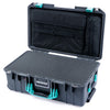 Pelican 1535 Air Case, Charcoal with Teal Handles & Latches Pick & Pluck Foam with Laptop Computer Lid Pouch ColorCase 015350-0201-520-591