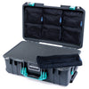 Pelican 1535 Air Case, Charcoal with Teal Handles & Latches Pick & Pluck Foam with TRVL Combo-Pouch Lid Organizer ColorCase 015350-0301-520-591