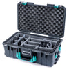 Pelican 1535 Air Case, Charcoal with Teal Handles & Latches Gray Padded Microfiber Dividers with Convoluted Lid Foam ColorCase 015350-0070-520-591