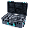 Pelican 1535 Air Case, Charcoal with Teal Handles & Latches Gray Padded Microfiber Dividers with Mesh Lid Organizer ColorCase 015350-0170-520-591