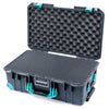 Pelican 1535 Air Case, Charcoal with Teal Handles, Latches & Trolley Pick & Pluck Foam with Convoluted Lid Foam ColorCase 015350-0001-520-591-590