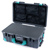 Pelican 1535 Air Case, Charcoal with Teal Handles, Latches & Trolley Pick & Pluck Foam with Mesh Lid Organizer ColorCase 015350-0101-520-591-590