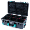 Pelican 1535 Air Case, Charcoal with Teal Handles, Latches & Trolley TrekPak Divider System with Mesh Lid Organizer ColorCase 015350-0120-520-591-590