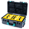 Pelican 1535 Air Case, Charcoal with Teal Handles & Latches Yellow Padded Microfiber Dividers with Mesh Lid Organizer ColorCase 015350-0110-520-591