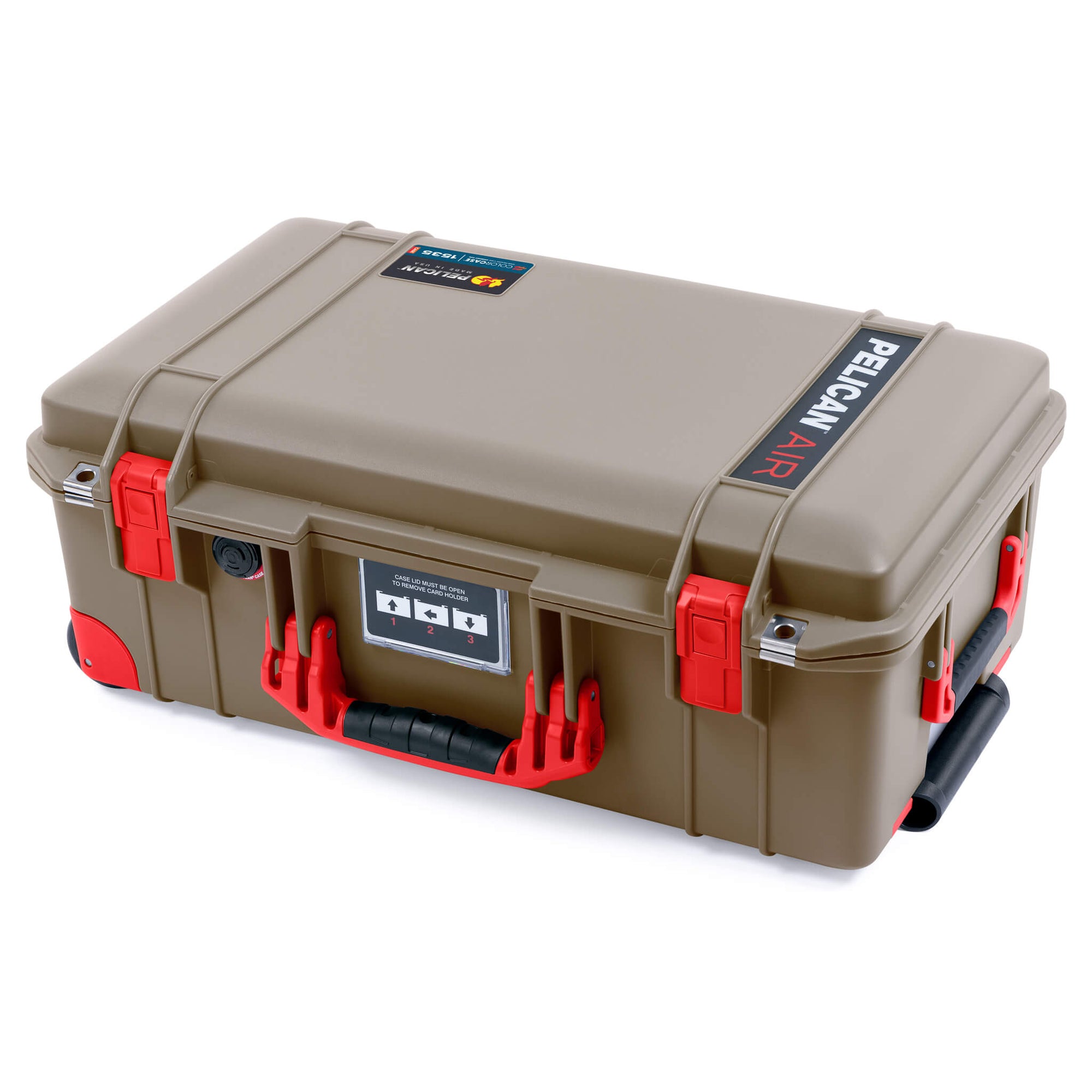 Pelican 1535 Air Case, Dark Desert Dirt with Red Handles, Latches & Trolley