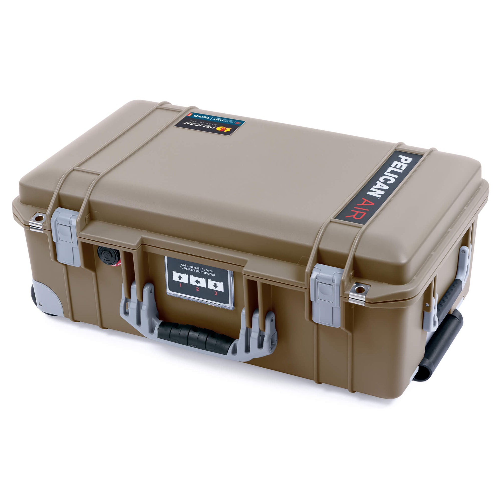 Pelican 1535 Air Case, Dark Desert Dirt with Silver Handles, Latches & Trolley