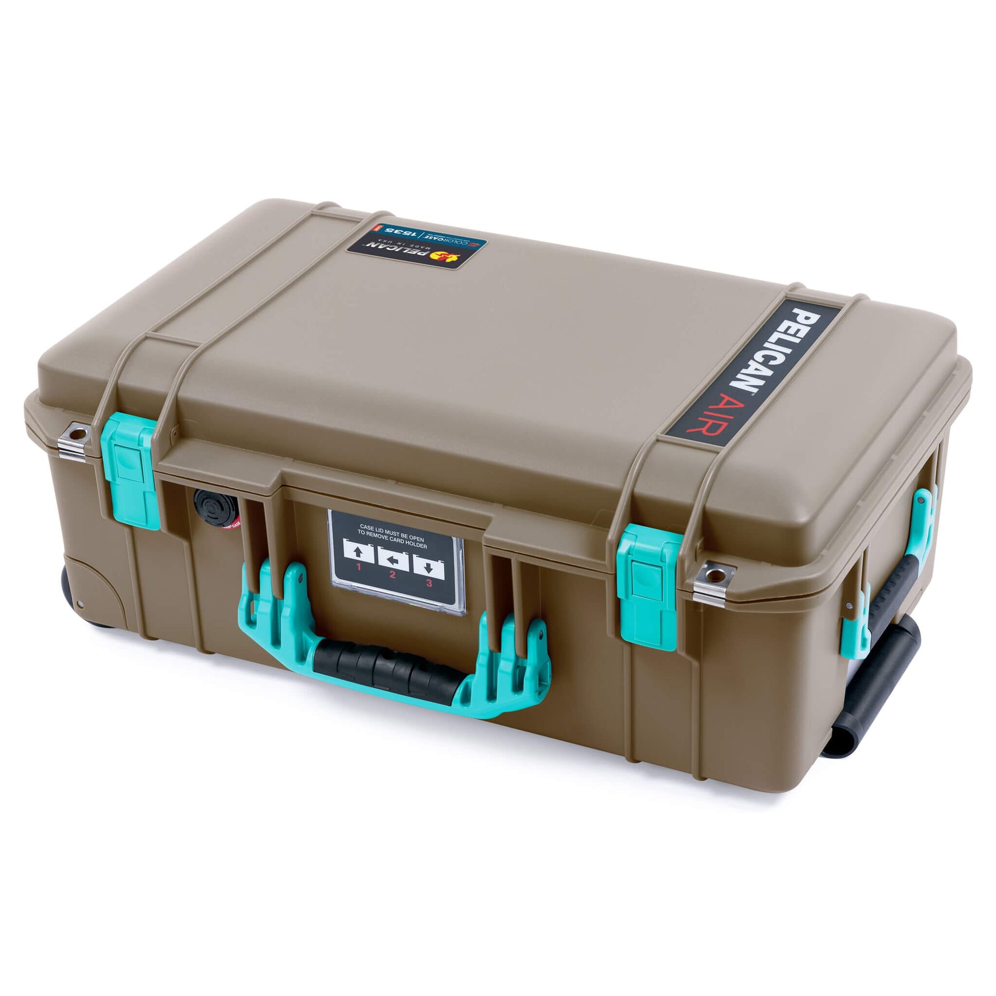 Pelican 1535 Air Case, Dark Desert Dirt with Teal Handles & Latches ColorCase 