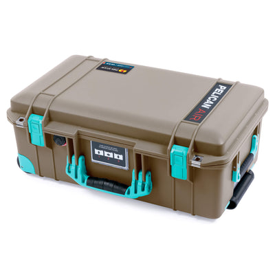 Pelican 1535 Air Case, Dark Desert Dirt with Teal Handles, Latches & Trolley ColorCase