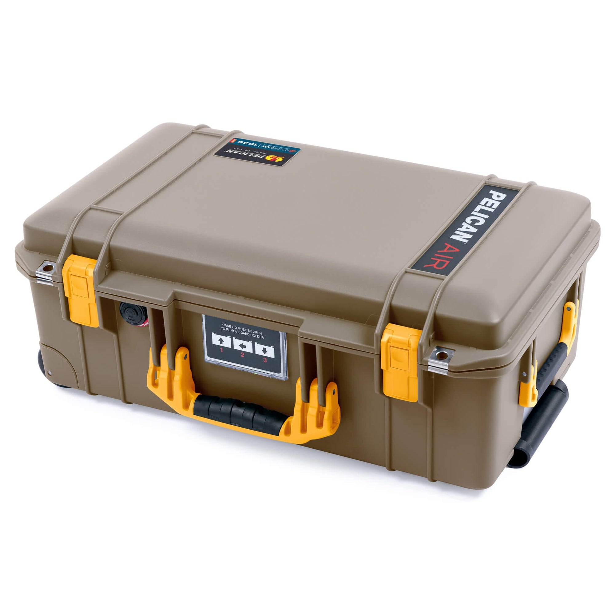 Pelican 1535 Air Case, Dark Desert Dirt with Yellow Handles & Latches ColorCase 