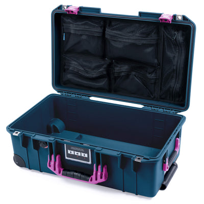 Pelican 1535 Air Case, Deep Pacific with Magenta Handles & Latches Mesh Lid Organizer Only ColorCase 015350-0100-550-401