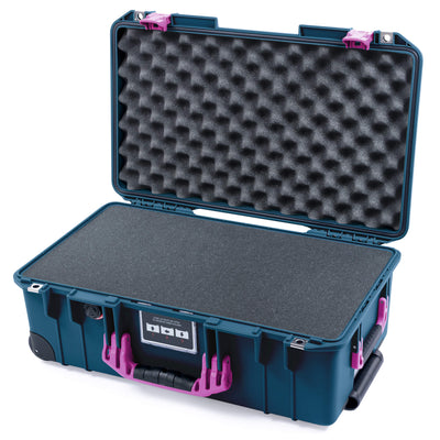 Pelican 1535 Air Case, Deep Pacific with Magenta Handles & Latches Pick & Pluck Foam with Convoluted Lid Foam ColorCase 015350-0001-550-401