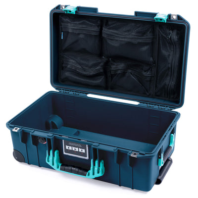 Pelican 1535 Air Case, Deep Pacific with Teal Handles & Latches Mesh Lid Organizer Only ColorCase 015350-0100-550-591