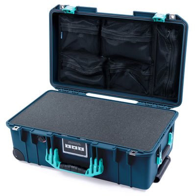 Pelican 1535 Air Case, Deep Pacific with Teal Handles & Latches Pick & Pluck Foam with Mesh Lid Organizer ColorCase 015350-0101-550-591