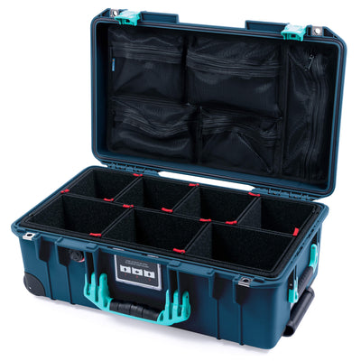 Pelican 1535 Air Case, Deep Pacific with Teal Handles & Latches TrekPak Divider System with Mesh Lid Organizer ColorCase 015350-0120-550-591