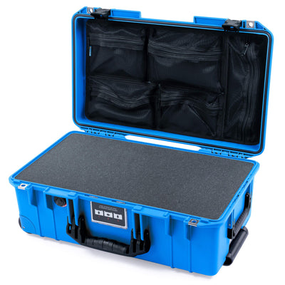 Pelican 1535 Air Case, Electric Blue with Black Handles & Latches Pick & Pluck Foam with Mesh Lid Organizer ColorCase 015350-0101-120-111