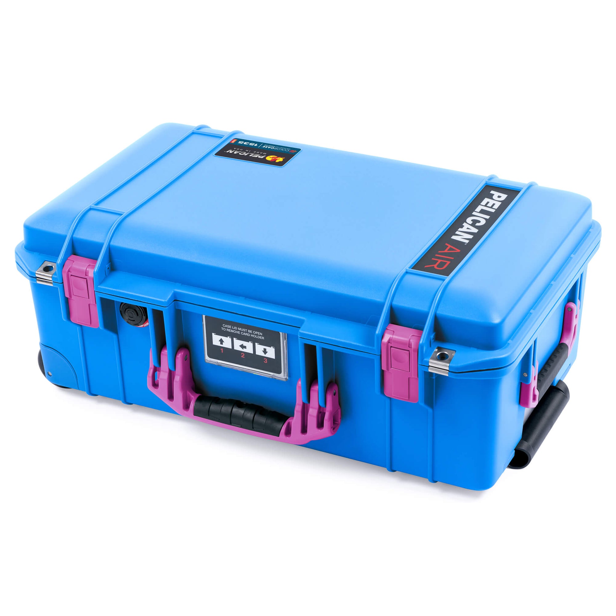 Pelican 1535 Air Case, Electric Blue with Magenta Handles & Latches ColorCase 