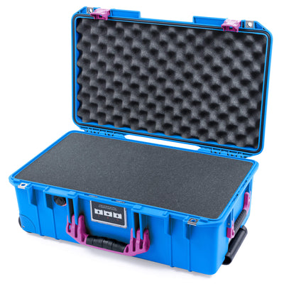 Pelican 1535 Air Case, Electric Blue with Magenta Handles & Latches Pick & Pluck Foam with Convoluted Lid Foam ColorCase 015350-0001-120-401