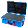 Pelican 1535 Air Case, Electric Blue with Magenta Handles & Latches Pick & Pluck Foam with Mesh Lid Organizer ColorCase 015350-0101-120-401