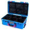 Pelican 1535 Air Case, Electric Blue with Magenta Handles & Latches TrekPak Divider System with Mesh Lid Organizer ColorCase 015350-0120-120-401