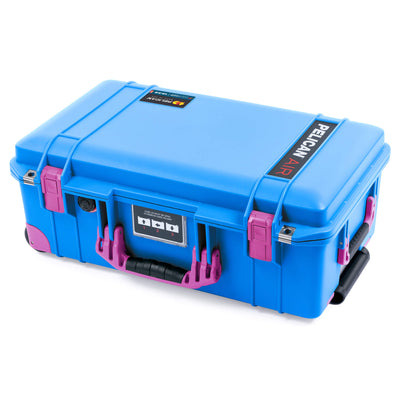 Pelican 1535 Air Case, Electric Blue with Magenta Handles, Latches & Trolley