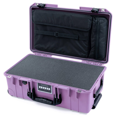 Pelican 1535 Air Case, Lilac with Black Handles & Latches Pick & Pluck Foam with Computer Pouch ColorCase 015350-0201-540-111