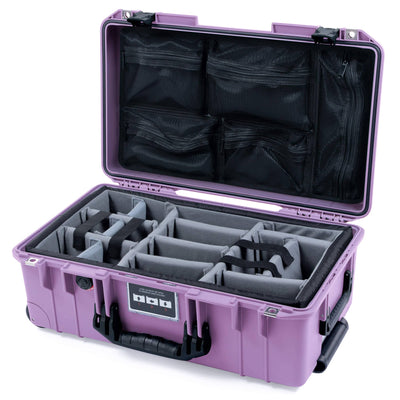 Pelican 1535 Air Case, Lilac with Black Handles & Latches Gray Padded Microfiber Dividers with Mesh Lid Organizer ColorCase 015350-0170-540-111