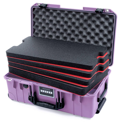 Pelican 1535 Air Case, Lilac with Black Handles & Latches Custom Tool Kit (4 Foam Inserts with Convoluted Lid Foam) ColorCase 015350-0060-540-111