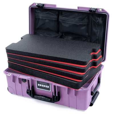 Pelican 1535 Air Case, Lilac with Black Handles & Latches Custom Tool Kit (4 Foam Inserts with Mesh Lid Organizer) ColorCase 015350-0160-540-111