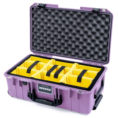 Pelican 1535 Air Case, Lilac with Black Handles & Latches Yellow Padded Microfiber Dividers with Convoluted Lid Foam ColorCase 015350-0010-540-111