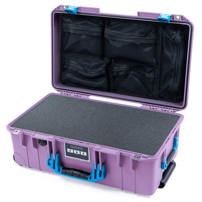 Pelican 1535 Air Case, Lilac with Blue Handles & Latches Pick & Pluck Foam with Mesh Lid Organizer ColorCase 015350-0101-540-121