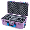 Pelican 1535 Air Case, Lilac with Blue Handles & Latches Gray Padded Microfiber Dividers with Convoluted Lid Foam ColorCase 015350-0070-540-121