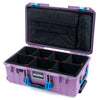 Pelican 1535 Air Case, Lilac with Blue Handles & Latches TrekPak Divider System with Computer Pouch ColorCase 015350-0220-540-121