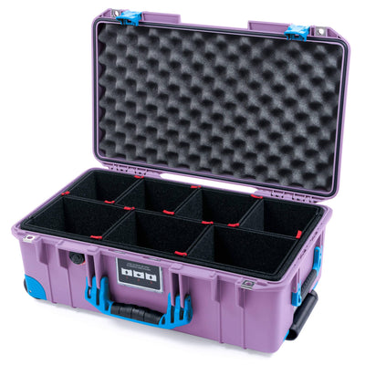 Pelican 1535 Air Case, Lilac with Blue Handles, Latches & Trolley TrekPak Divider System with Convoluted Lid Foam ColorCase 015350-0020-540-121-120